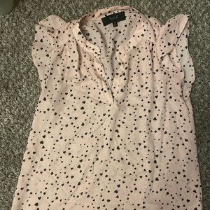 Size Small Lipslide Pink w/Brown Heart Blouse